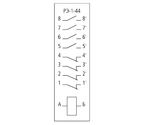 Электрическая принципиальная схема реле РЭ-1-44