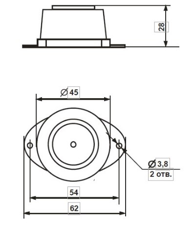 Схема габаритных размеров Сирена С-02-24
